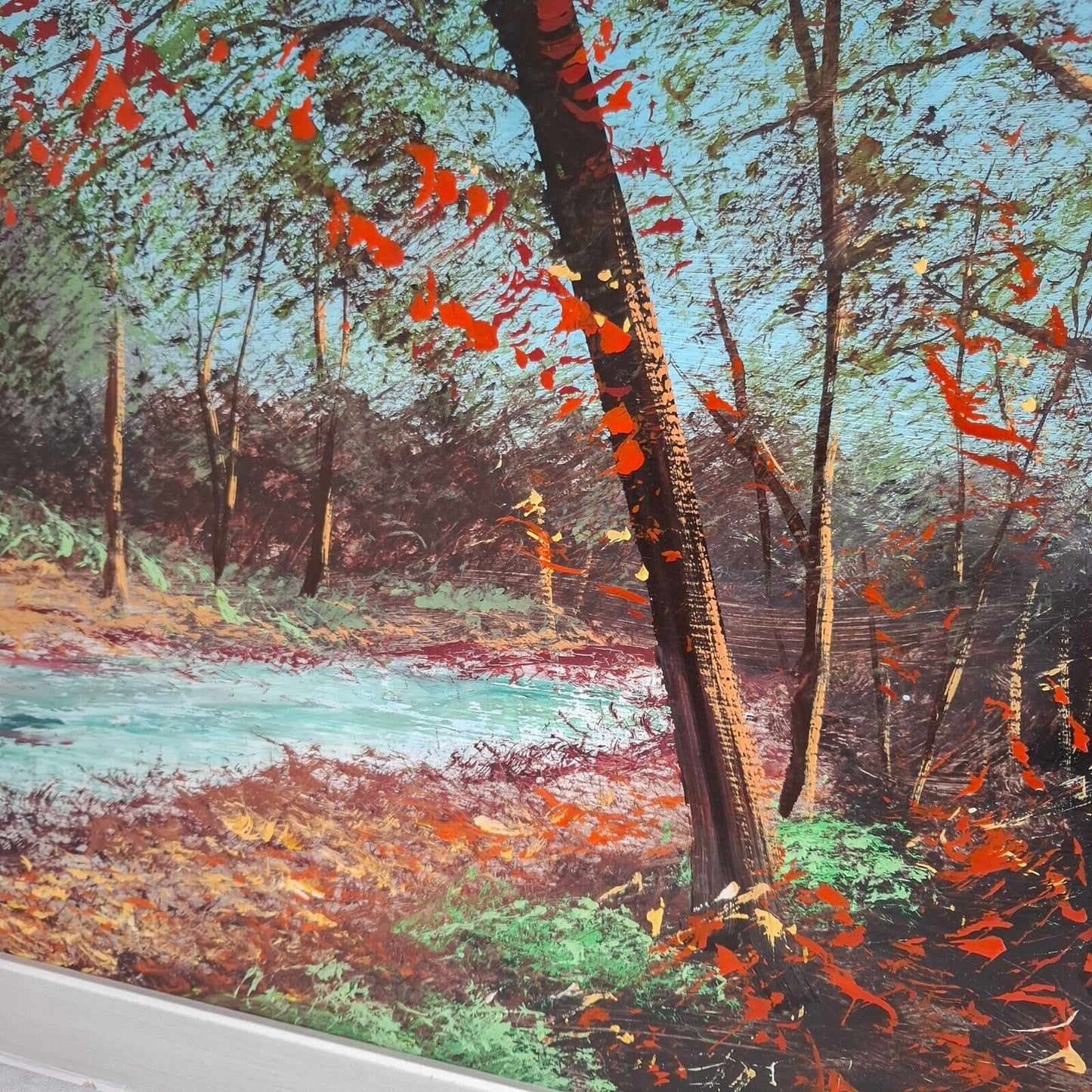 Abstract Mid-Century Landscape original painting 1950s vintage Art Forest signed
