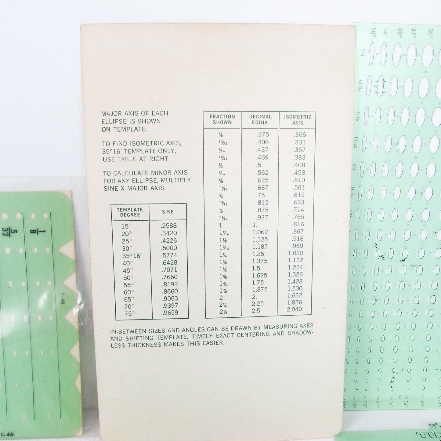 Vintage Timely No 92 Ellipse Templates 15 to 60 degrees + Extras Drafting