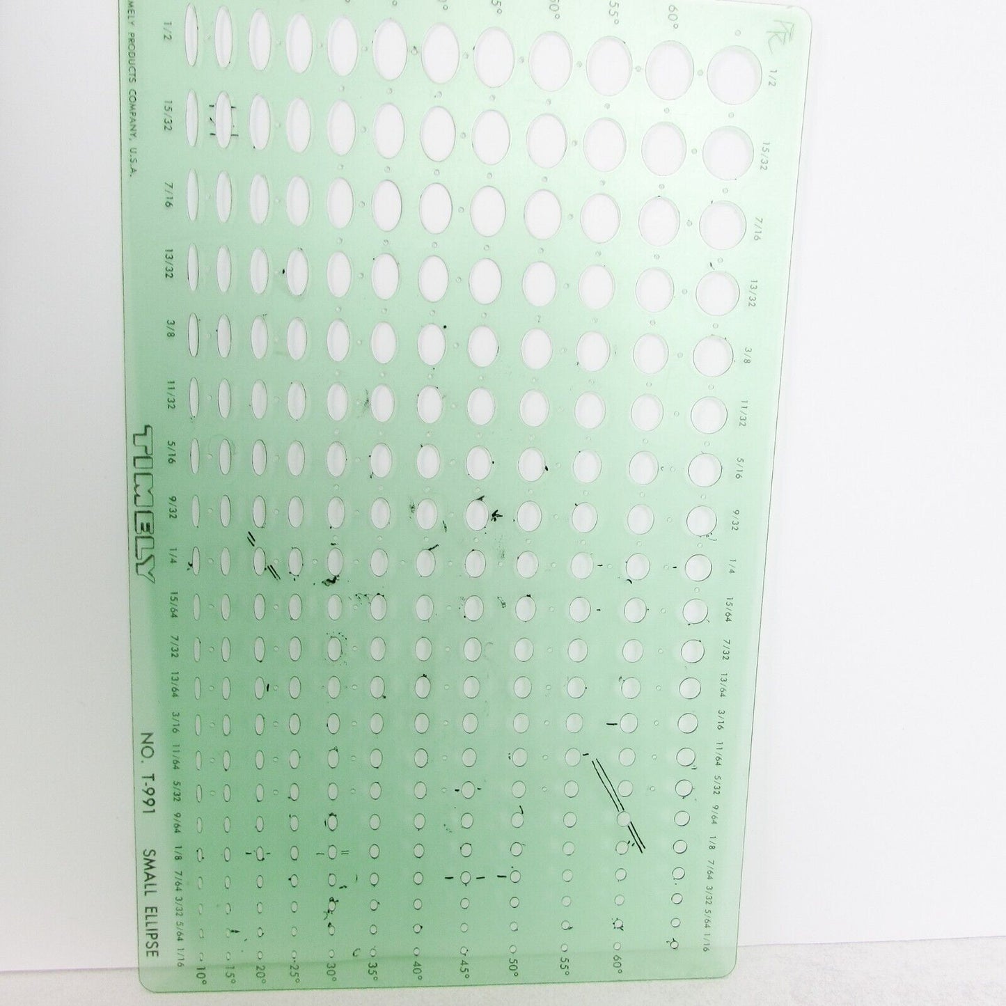 Vintage Timely No 92 Ellipse Templates 15 to 60 degrees + Extras Drafting
