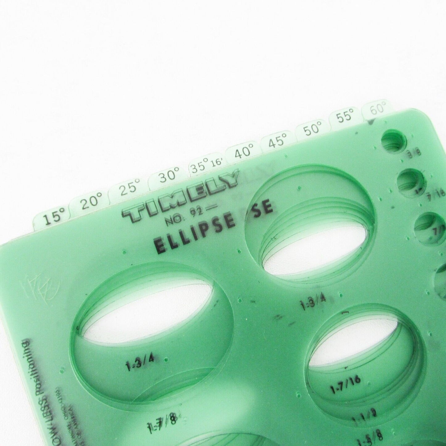 Vintage Timely No 92 Ellipse Templates 15 to 60 degrees + Extras Drafting