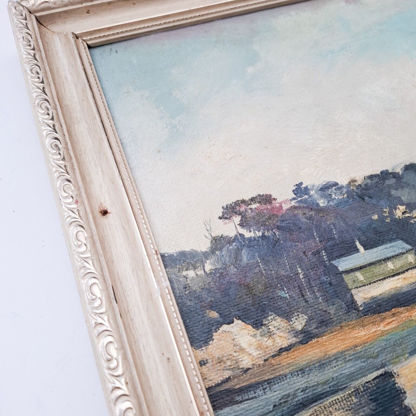 Original Oil Painting Menai Strait Bridge Vintage Landscape Signed 11x24"
