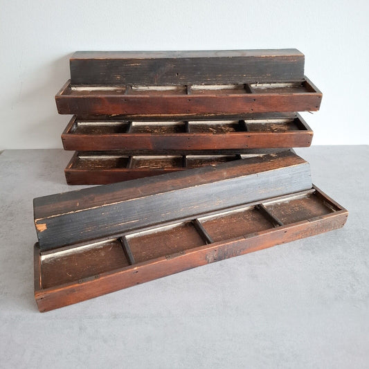Vintage Wooden Games Trays Desk Tidy Organiser Old Reclaimed Lot Rustic Upcycle