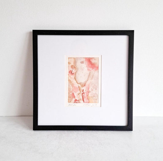 Original Abstract Block Print Painting 'Boat Free' Mid-Century 1970s Art pink