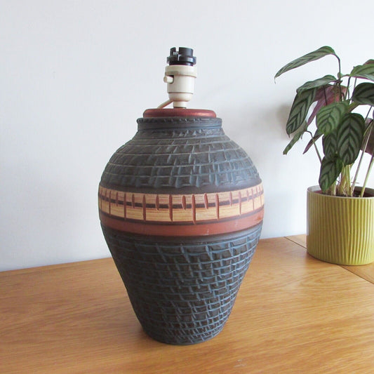 Vintage West German Table Lamp Handarbeit Vase Mid Century pottery Ethnic