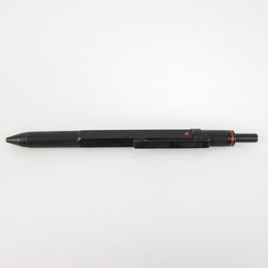 Vintage Rotring 600 Trio Matte Black Ballpoint Pen Blue Red & Pencil Knurled